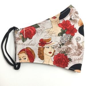 2/$15 - Paris Mask, Vintage Red Hat Fashion Face Mask, Filti Filter